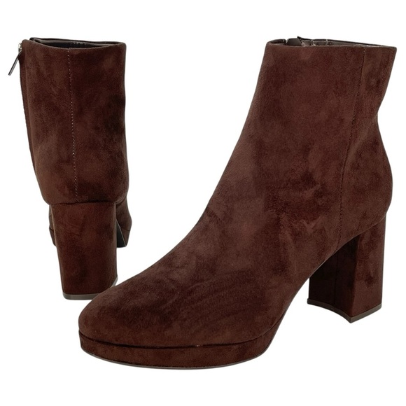 Calvin Klein Uda2 Brown Faux Suede Womens Platform Ankle Boots Size 8.5M - Picture 9 of 12